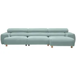 Ecksofa in Velours Mintgr&uuml;n 329/150 cm