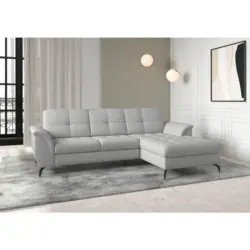Ecksofa Zora E in Flachgewebe Hellgrau 262/164 cm