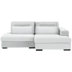 Ecksofa in Cord Silberfarben