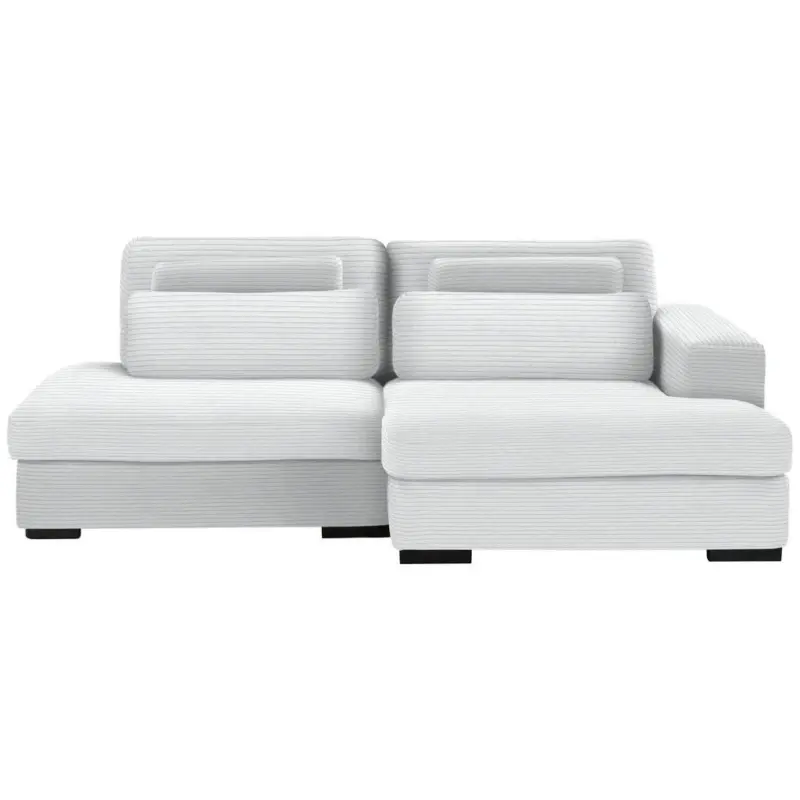 Ecksofa in Cord Silberfarben