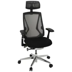 Drehstuhl in Netzbespannung, Flachgewebe Schwarz