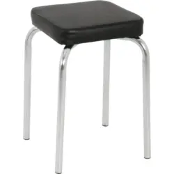 Stapelhocker in Metall, Textil Schwarz, Chromfarben