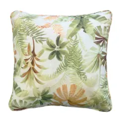 Outdoor-Kissen in Braun, Creme, Gr&uuml;n geometrisch 50/50 cm