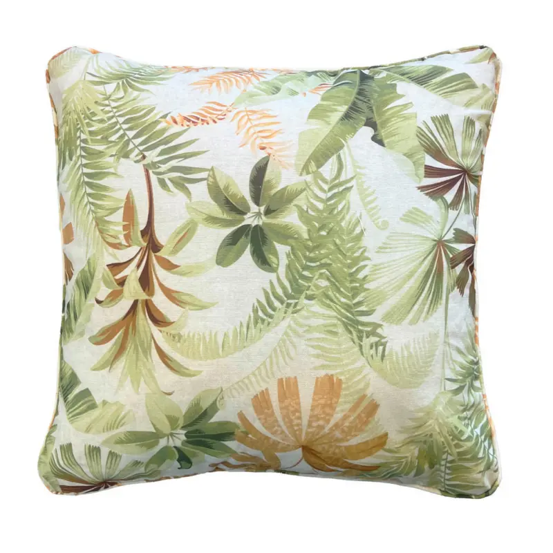 Outdoor-Kissen in Braun, Creme, Gr&uuml;n geometrisch 50/50 cm