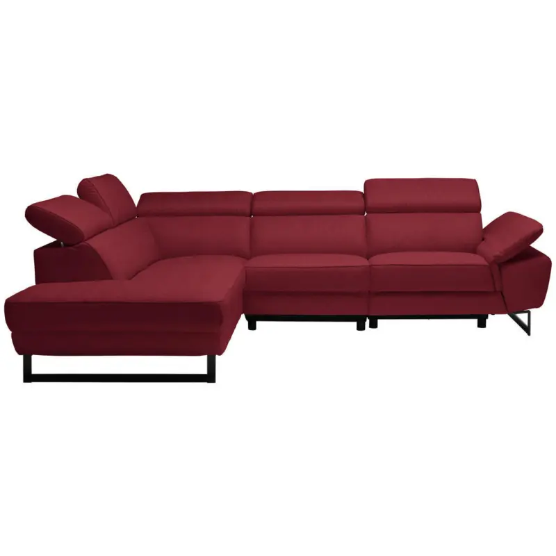 Ecksofa in Echtleder Rot 225/281 cm