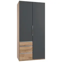 Dreht&uuml;renschrank in Graphitfarben, Plankeneiche