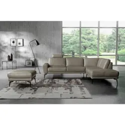 Ecksofa Spring in Echtleder Grau 273/250 cm