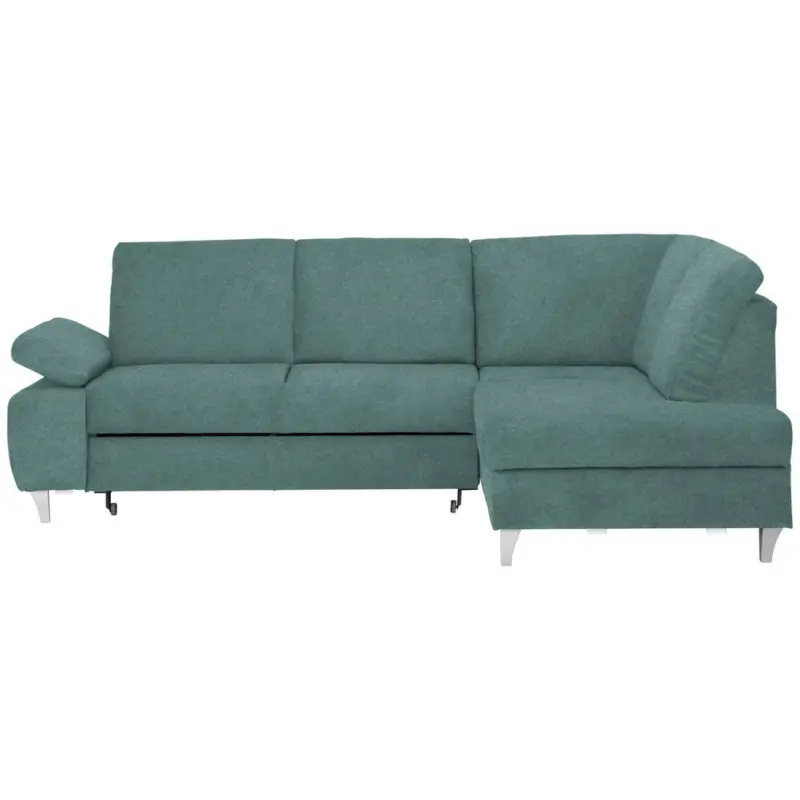 Ecksofa in Flachgewebe Petrol 255/186 cm