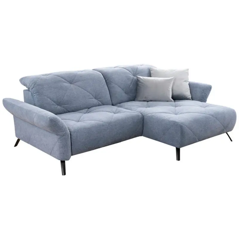 Ecksofa in Webstoff Blau 262/173 cm