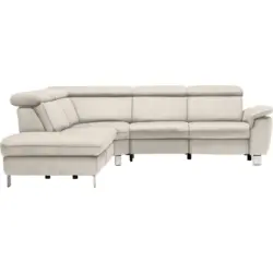 Ecksofa in Flachgewebe, Mikrofaser Ecru 239/271 cm