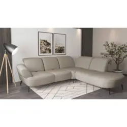 Ecksofa Dance E in Flachgewebe Taupe 302/270 cm