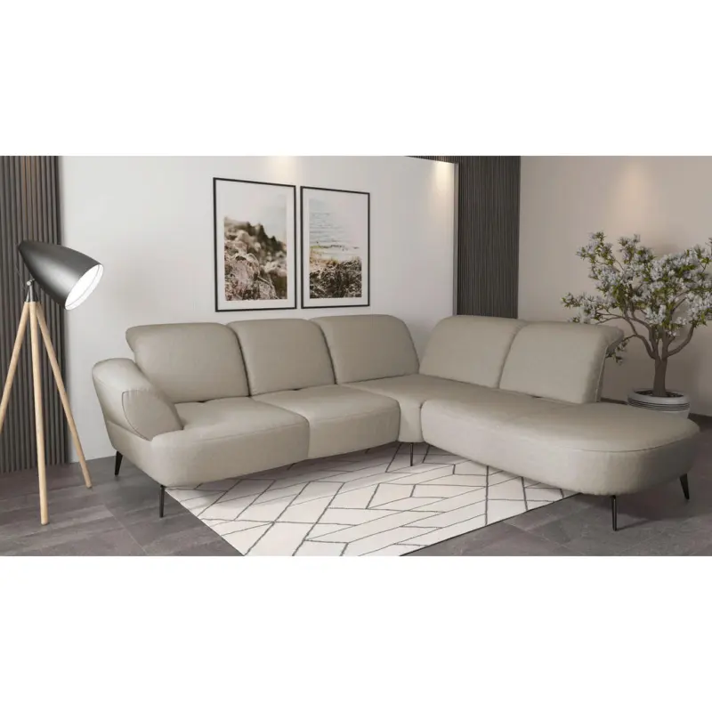 Ecksofa Dance E in Flachgewebe Taupe 302/270 cm