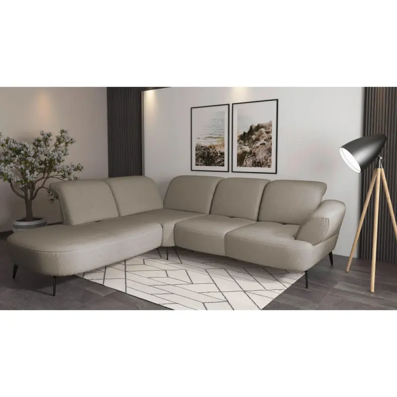 Ecksofa Dance E in Flachgewebe Taupe 270/302 cm
