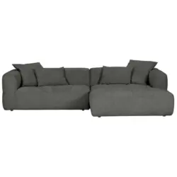 Ecksofa in Flachgewebe Schwarz 280/170 cm