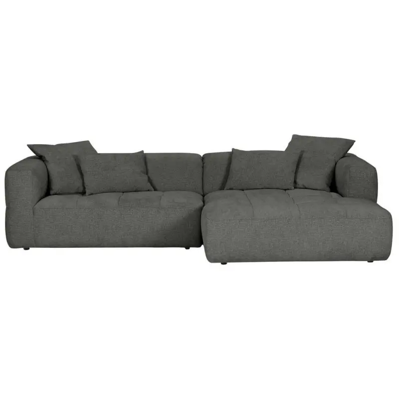 Ecksofa in Flachgewebe Schwarz 280/170 cm