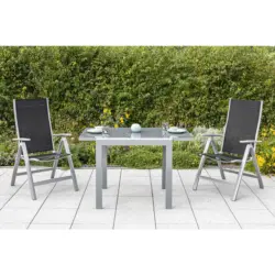 Gartenklappsessel-Set in Metall, Textil Schwarz