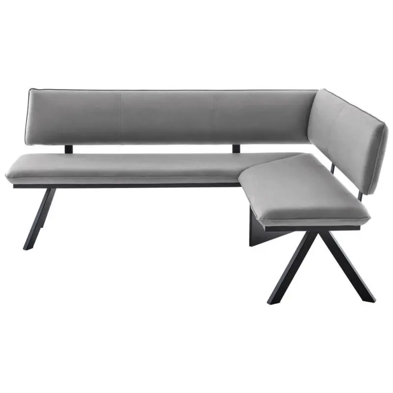 Eckbank 205/165 cm in Schwarz, Hellgrau