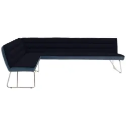 Eckbank 174/284 cm in Blau, Edelstahlfarben, Dunkelblau