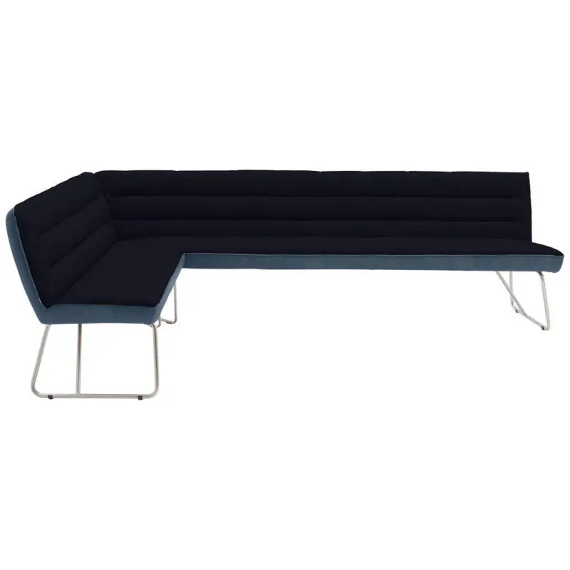 Eckbank 174/284 cm in Blau, Edelstahlfarben, Dunkelblau