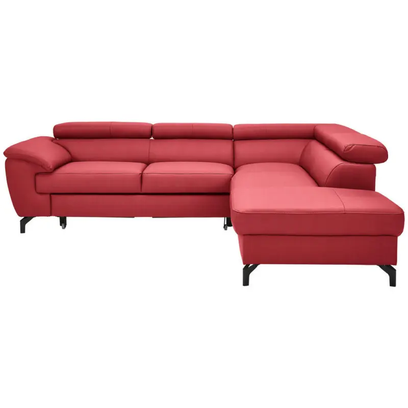 Ecksofa in Lederlook Kombination Echtleder/Lederlook Rot