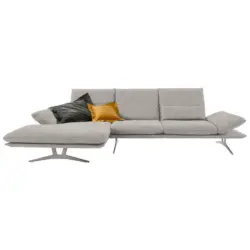 Ecksofa in Flachgewebe Hellgrau 159/314 cm