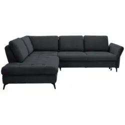Ecksofa in Boucl&eacute; Schwarz 233/288 cm