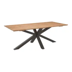 Gartentisch Metall Dunkelgrau, Teakfarben rechteckig