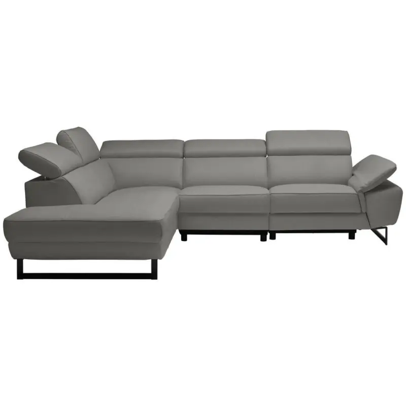 Ecksofa in Echtleder Grau 225/281 cm