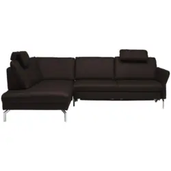 Ecksofa Beldomo premium in Echtleder Dunkelbraun 220/284 cm