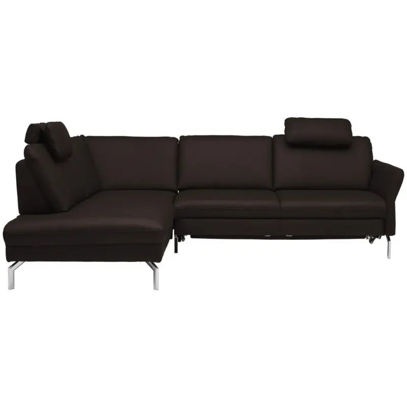 Ecksofa Beldomo premium in Echtleder Dunkelbraun 220/284 cm