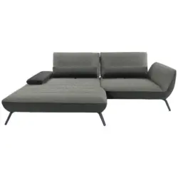 Ecksofa in Webstoff Grau 191/273 cm