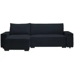 Ecksofa in Cord, Webstoff Schwarz