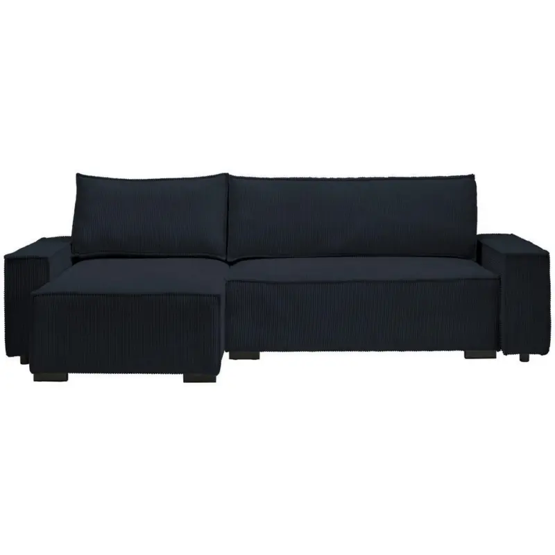 Ecksofa in Cord, Webstoff Schwarz