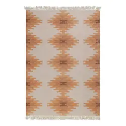 Handwebteppich 140/200 cm Belle Braun, Creme, Koralle