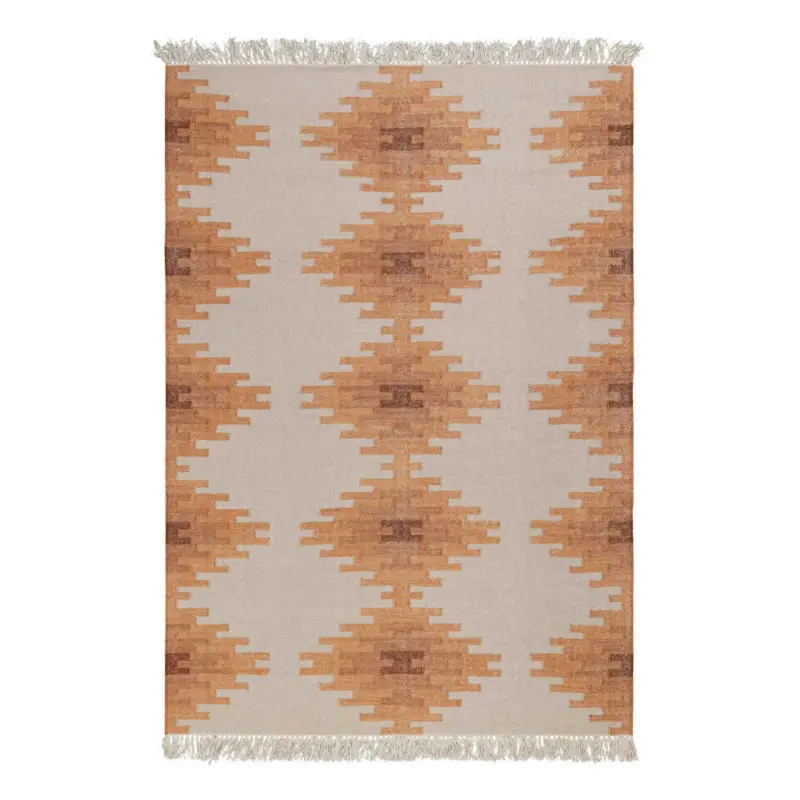 Handwebteppich 140/200 cm Belle Braun, Creme, Koralle