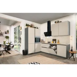 Eckk&uuml;che 183/276 cm in Anthrazit, Creme