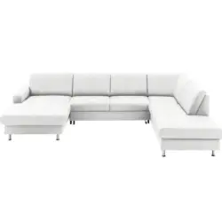 Wohnlandschaft in Echtleder Wei&szlig;