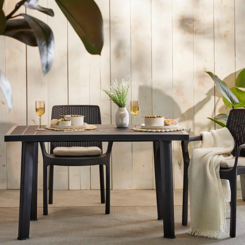 Gartentisch Kunststoff Anthrazit rechteckig