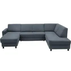 Wohnlandschaft in Webstoff Blaugrau