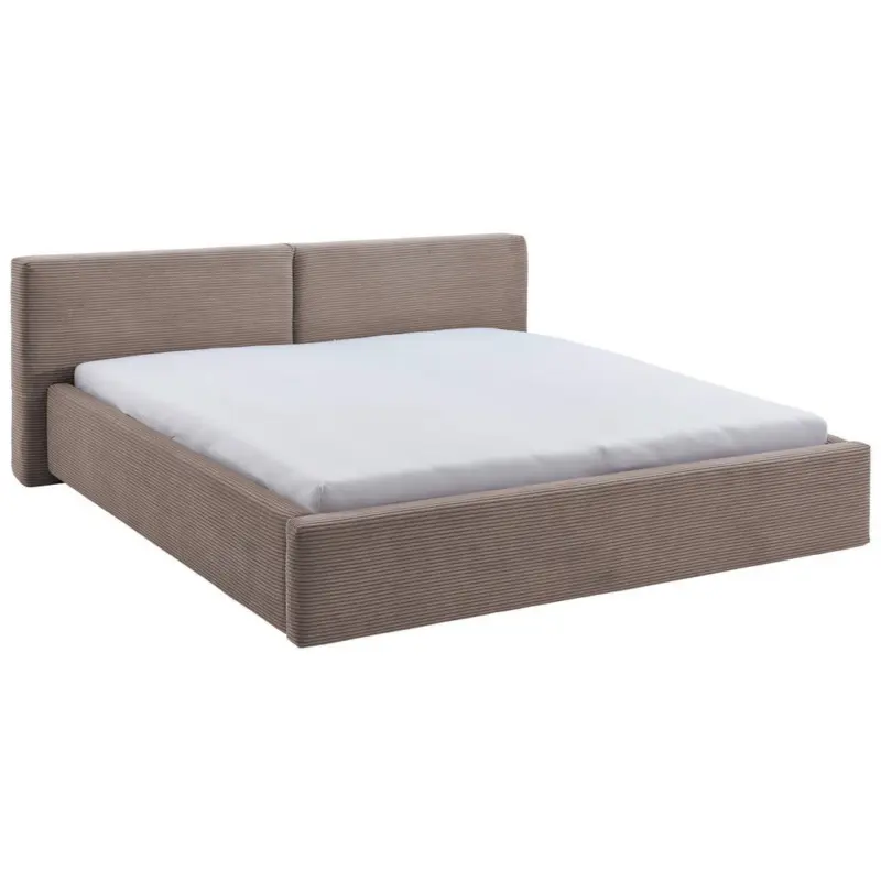 Polsterbett Matratze, Lattenrost, Bettkasten Taupe 180/200 cm