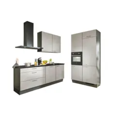 Eckk&uuml;che 220/120 cm in Graphitfarben, Schwarz, Sandfarben