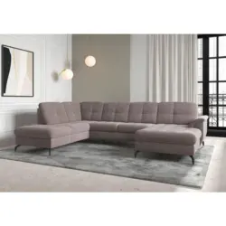 Wohnlandschaft Zora E in Flachgewebe Taupe