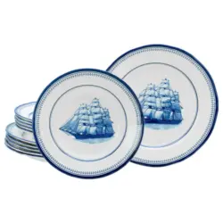 Tafelservice Segelschiff blau 12-teilig