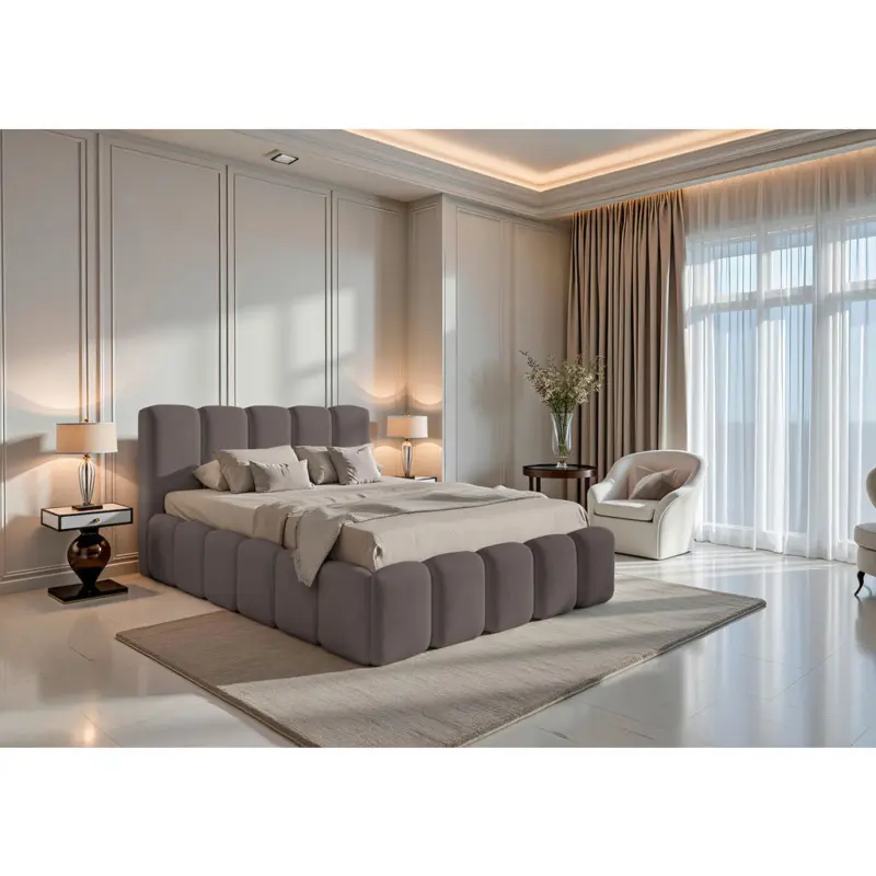 Polsterbett Lattenrost, Bettkasten Dunkelgrau 180/200 cm