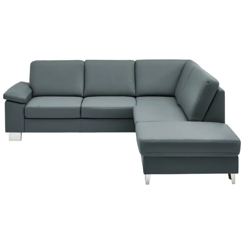Ecksofa in Echtleder Blaugrau 248/235 cm