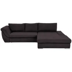 Ecksofa in Flachgewebe Dunkelbraun 306/174 cm