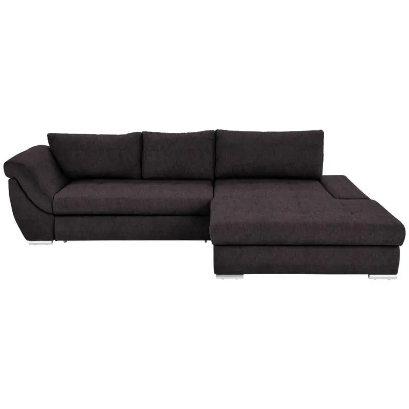 Ecksofa in Flachgewebe Dunkelbraun 306/174 cm