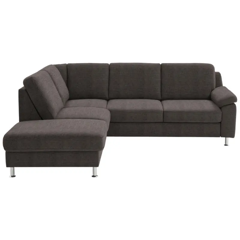 Ecksofa in Webstoff Dunkelbraun 200/241 cm