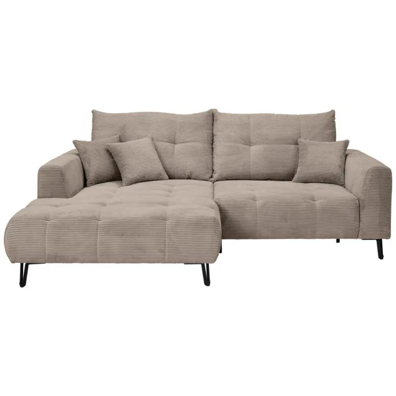 Ecksofa in Cord Taupe 185/250 cm