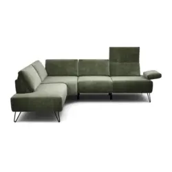 Ecksofa Cosy in Samt Waldgr&uuml;n 193/245-263 cm